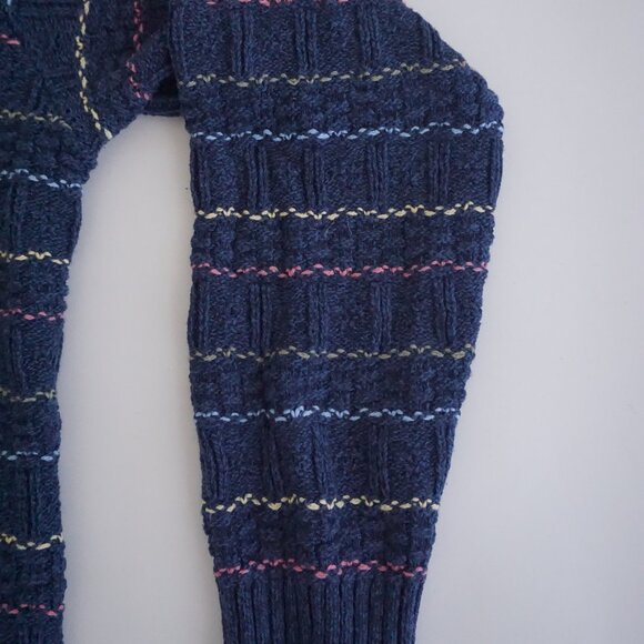 Vintage Northern Reflections Navy Stripe Knit Collared Cottagcore Sweater M - Picture 4 of 9